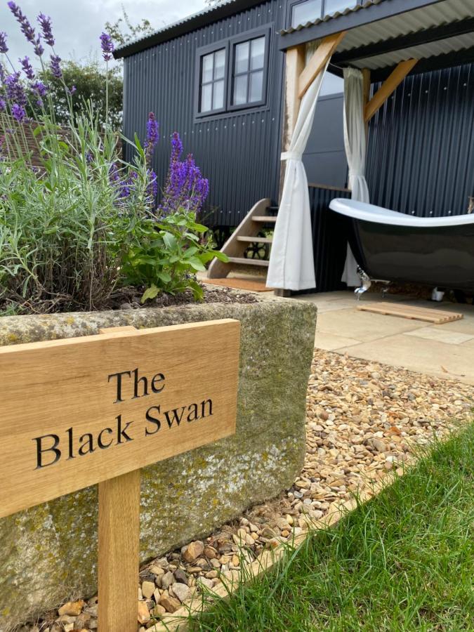 The Black Swan Shepherd Hut Ketton Exteriör bild